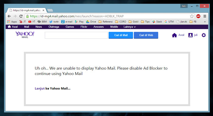 Email Yahoo Adblock