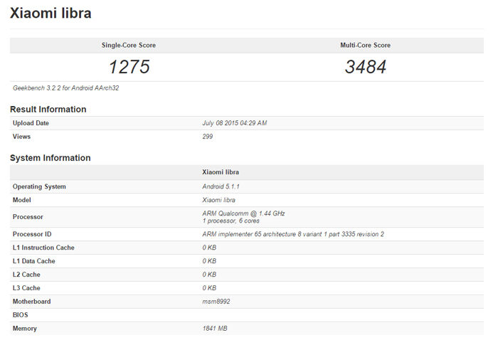 Xiaomi Libra Smartphone Hexa Core