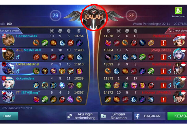 Kelakuan Pemain Ml 5