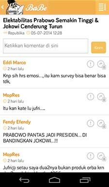 Aplikasi Baca Berita Dipenuhi Komentar Tentang Capres 2