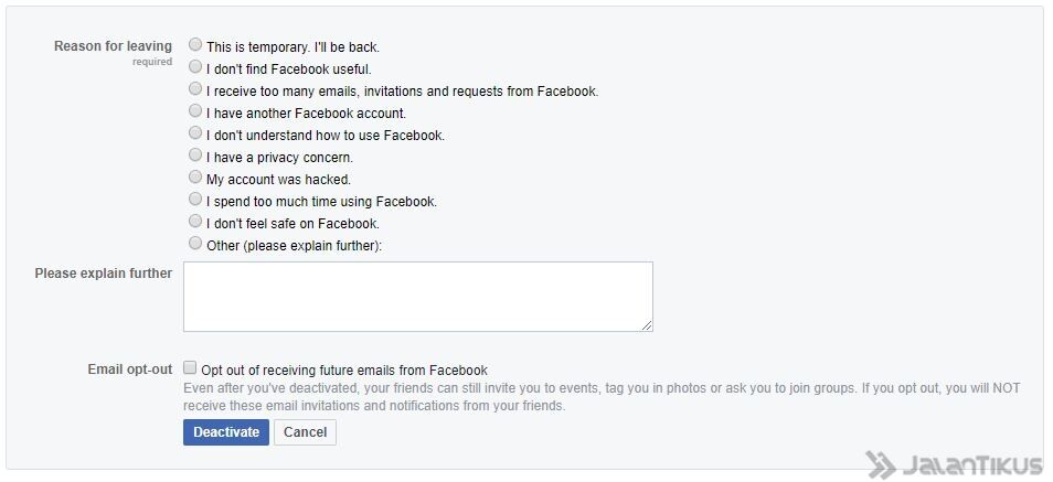 Cara Menonaktifkan Akun Facebook 4