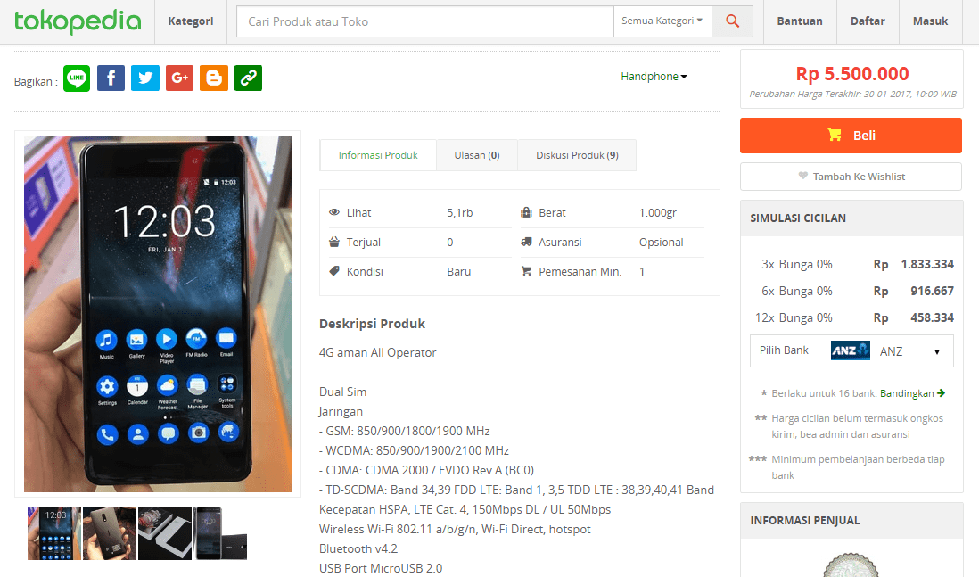 Harga Nokia 6 Di Indonesia
