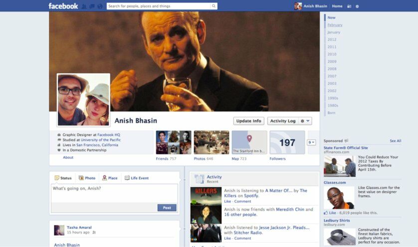 Sejarah Tampilan Facebook Tahun 2012