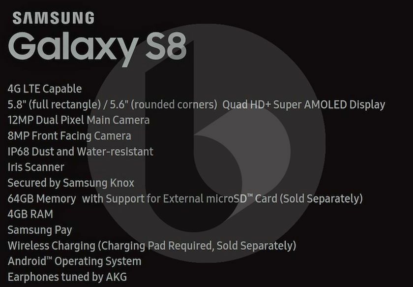 Galaxy S8 Specs