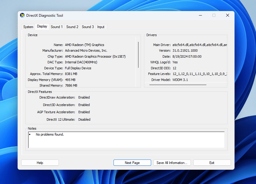 GEEKOM A5 Specs Dxdiag 9d3b8