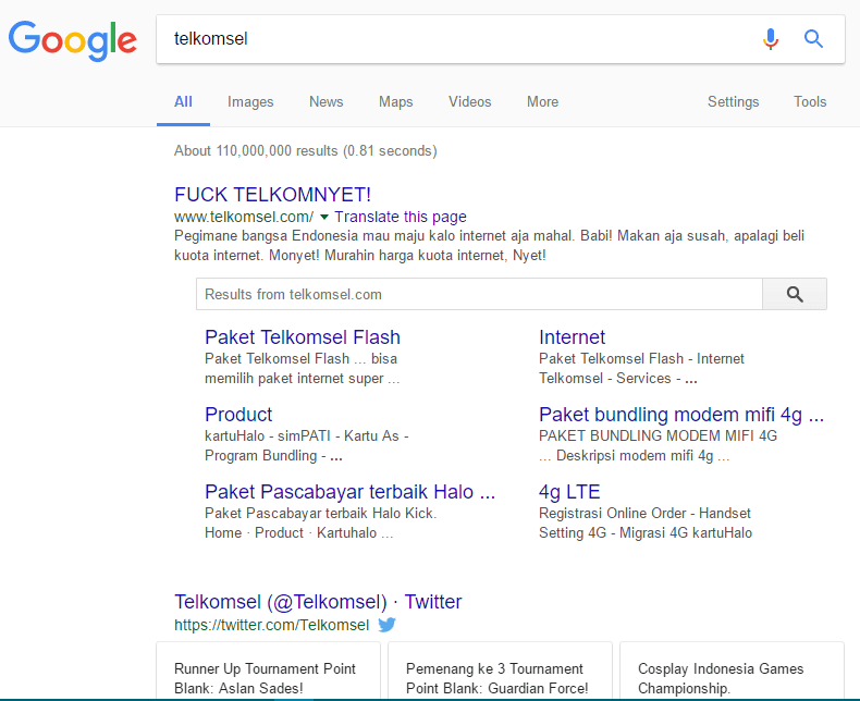 Website Telkomsel Dihack 2