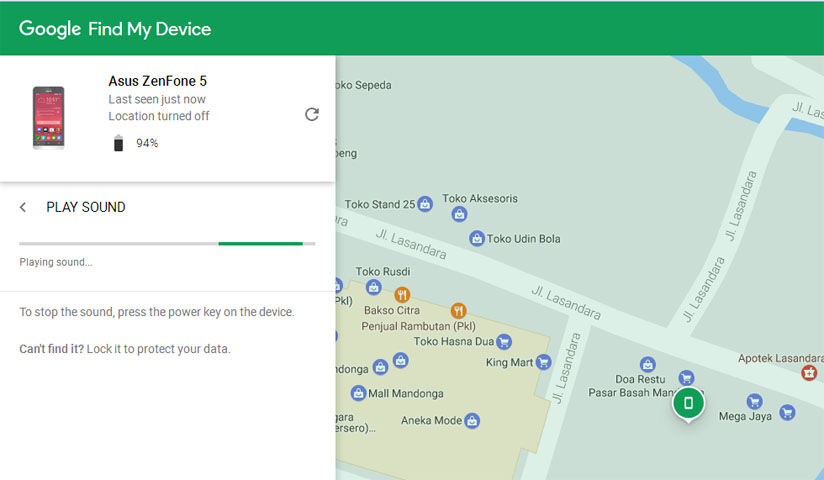Fitur Play Sound di Google Device Manager