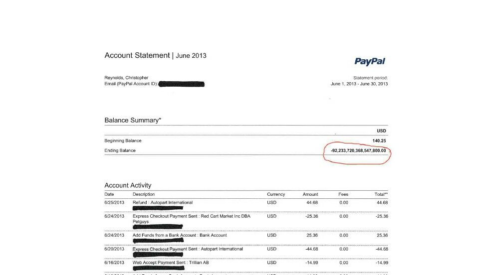 Paypal error